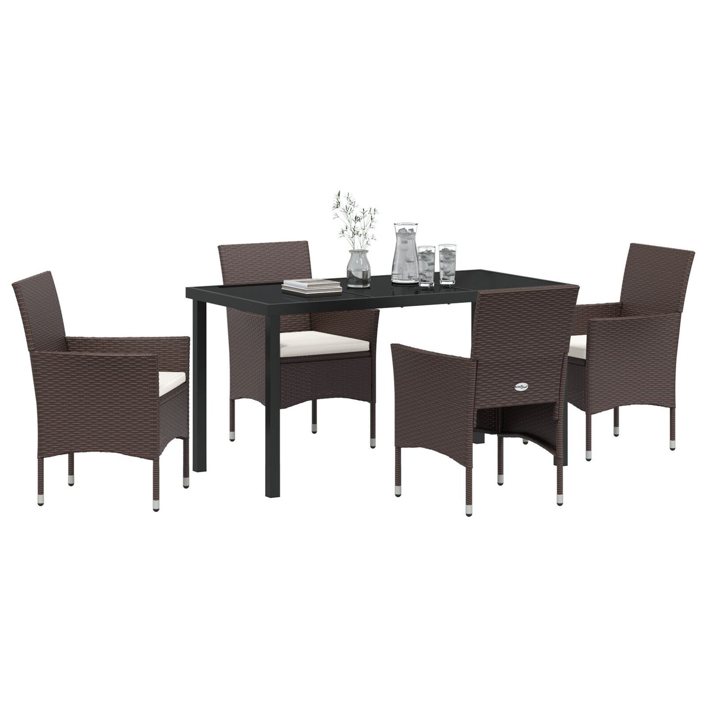 5-Delige Tuin Eetset Bruin Poly Rattan