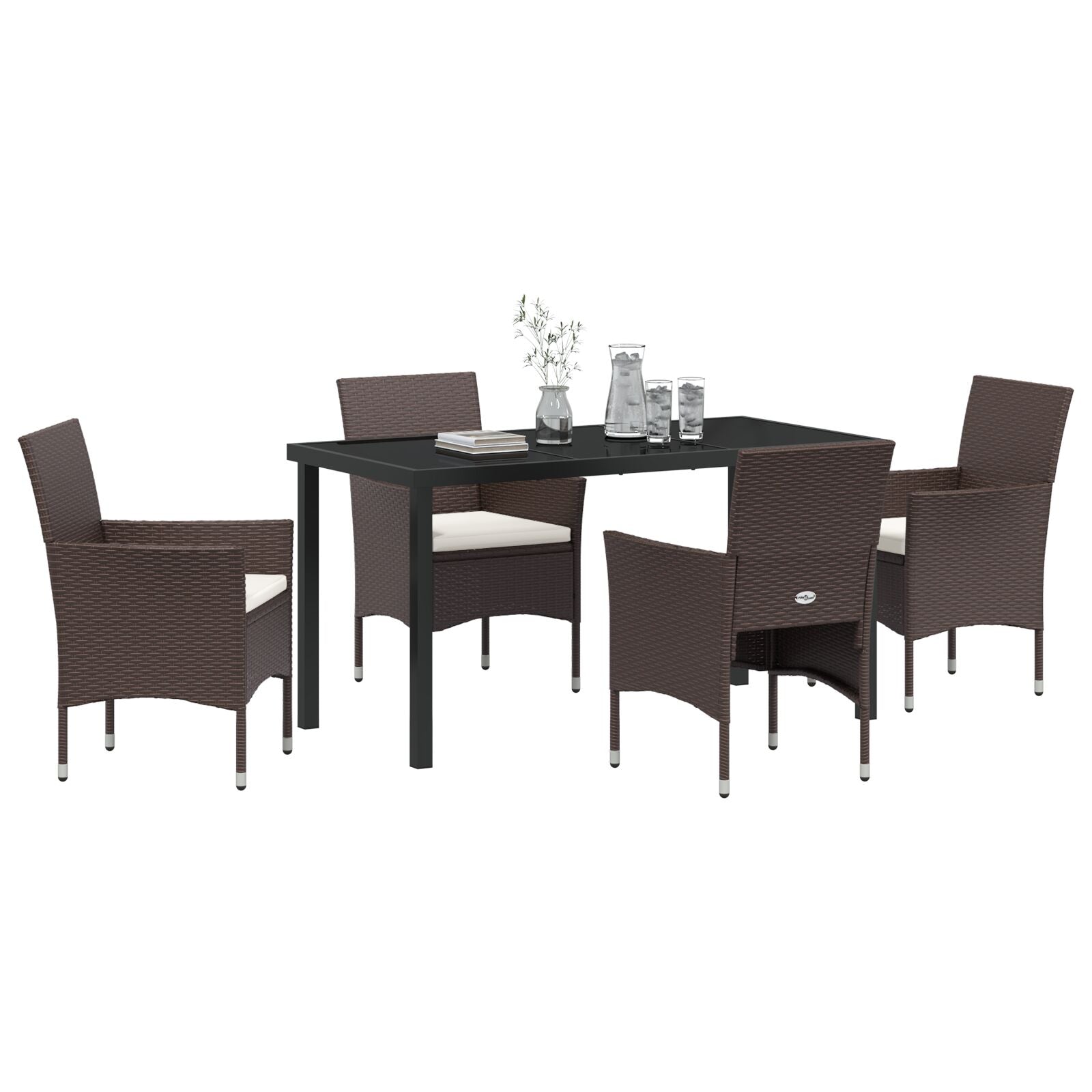5-Delige Tuin Eetset Bruin Poly Rattan