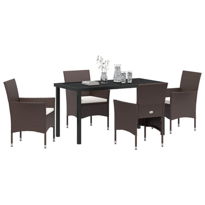 5-Delige Tuin Eetset Bruin Poly Rattan