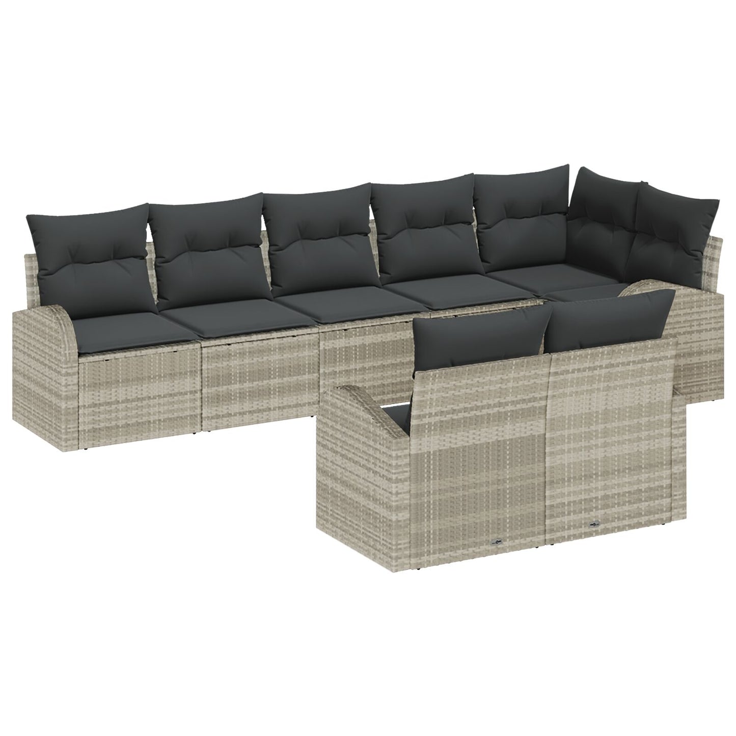 8-Delige Tuin Sofa Set Met Kussens Poly Rattan Licht grijs zonder tafel