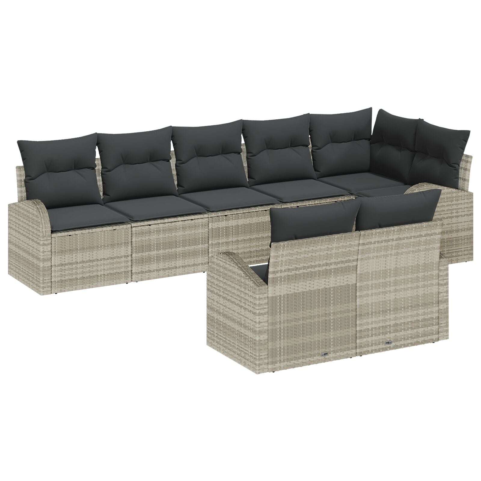 8-Delige Tuin Sofa Set Met Kussens Poly Rattan Licht grijs zonder tafel