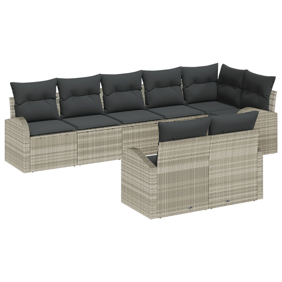 8-Delige Tuin Sofa Set Met Kussens Poly Rattan Licht grijs zonder tafel