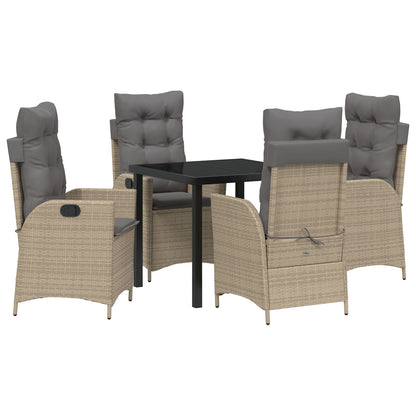 5 Delige Tuin Eetset Met Kussens Beige Poly Riet