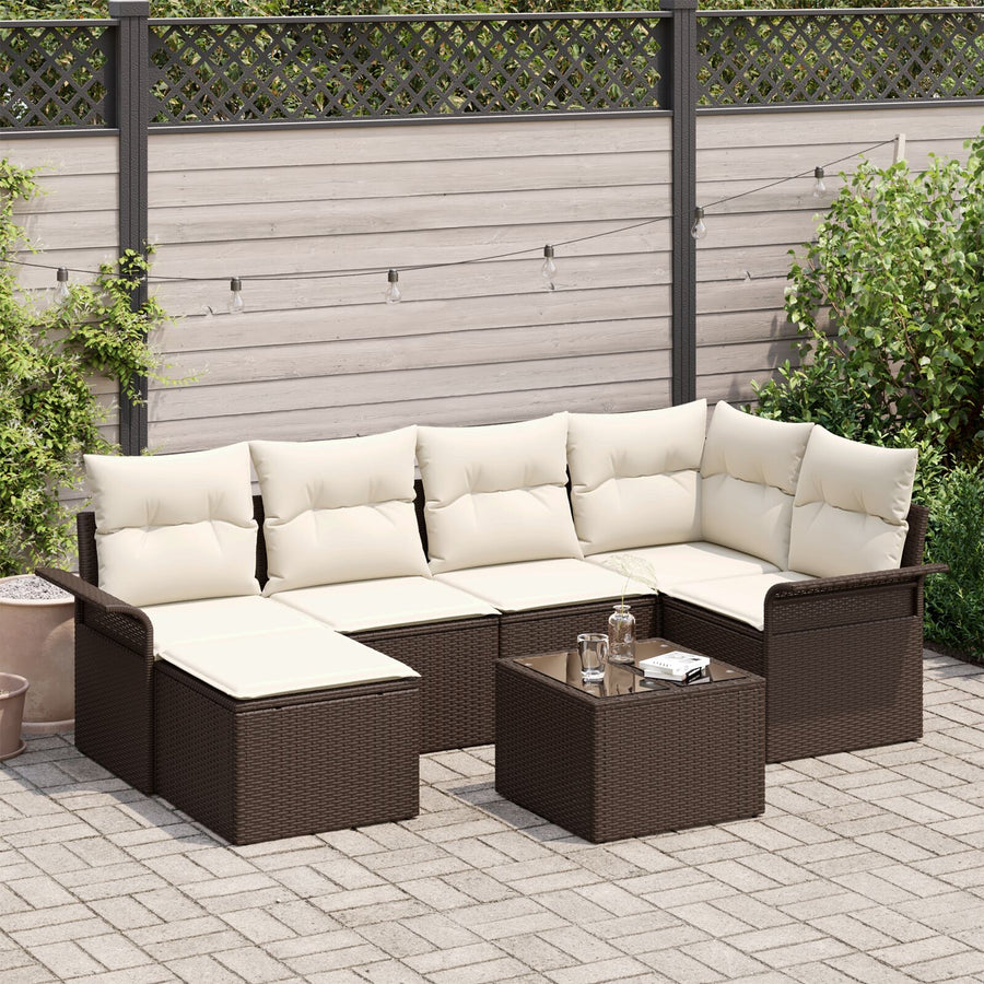 6 Delige Tuin Sofa Set Met Kussens Grijs Poly Rattan