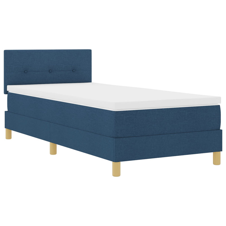 Boxspringbed Met Matras Stof Blauw 90 x 190 cm Knop gestikt