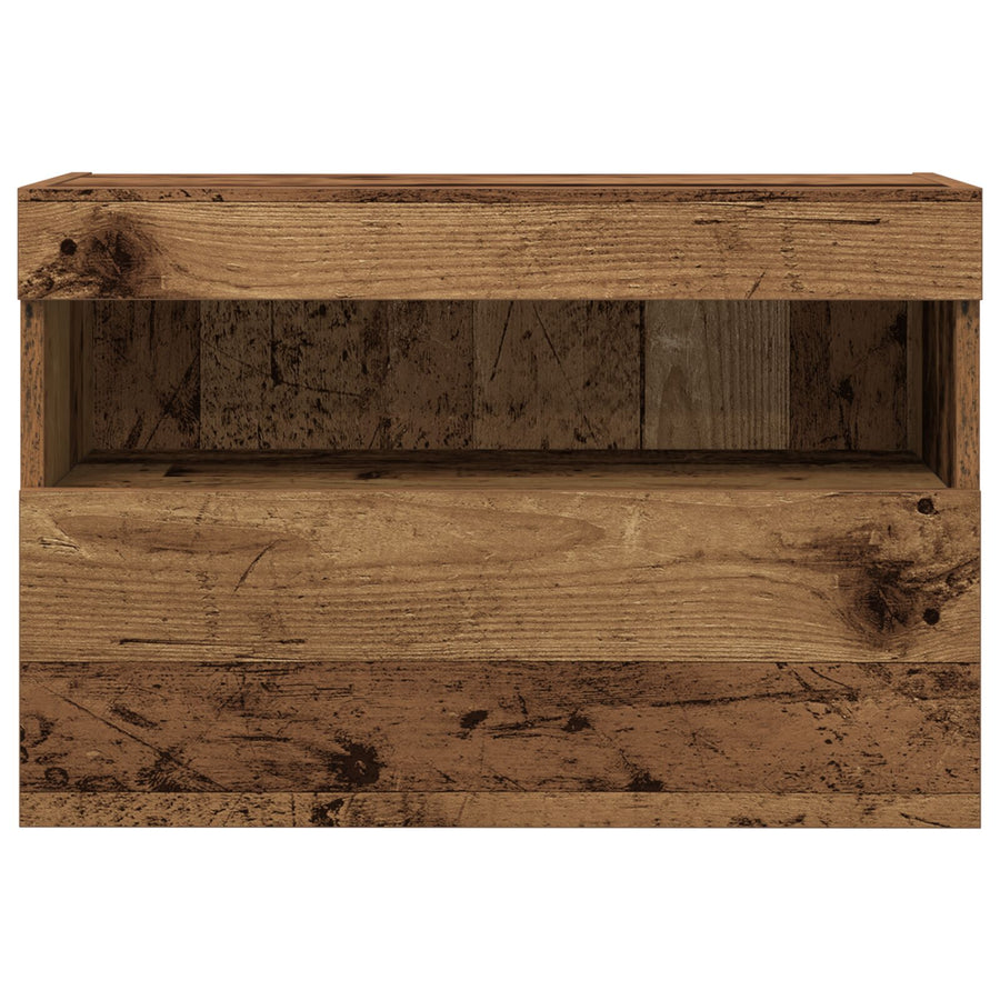 Tv Wandkasten Met Led Verlichting 2 Stuks Oud Hout Oude hout