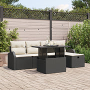 Tuinset poly rotan 6-delig zwart 5 personen