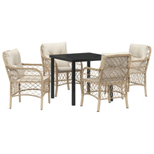 5-Delige Tuindining Set Met Kussens Beige Poly Rattan