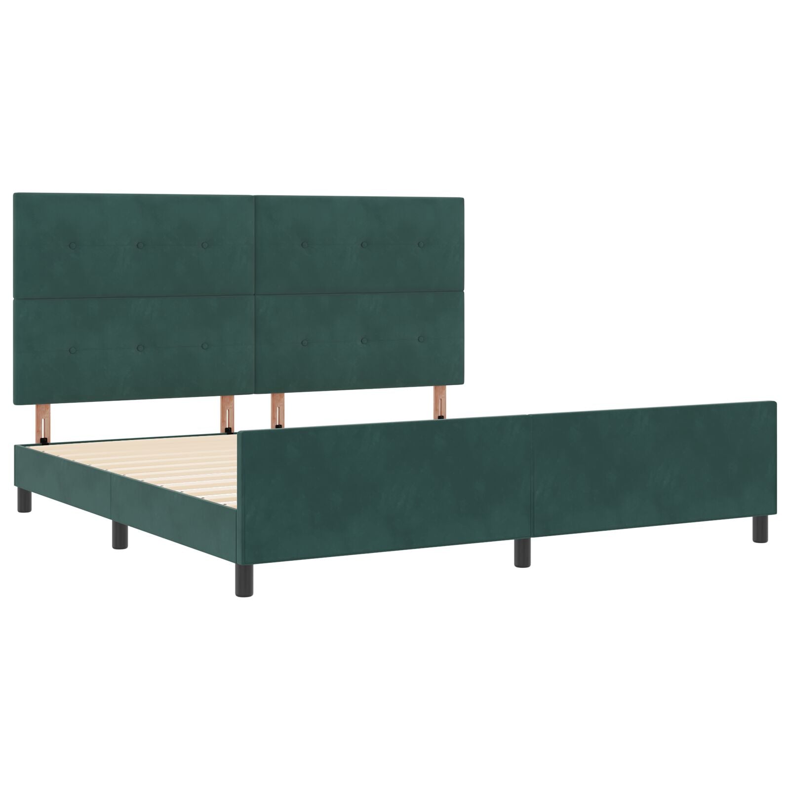 Bed Frame Donkergroen 200X200 Cm Fluweel Crème