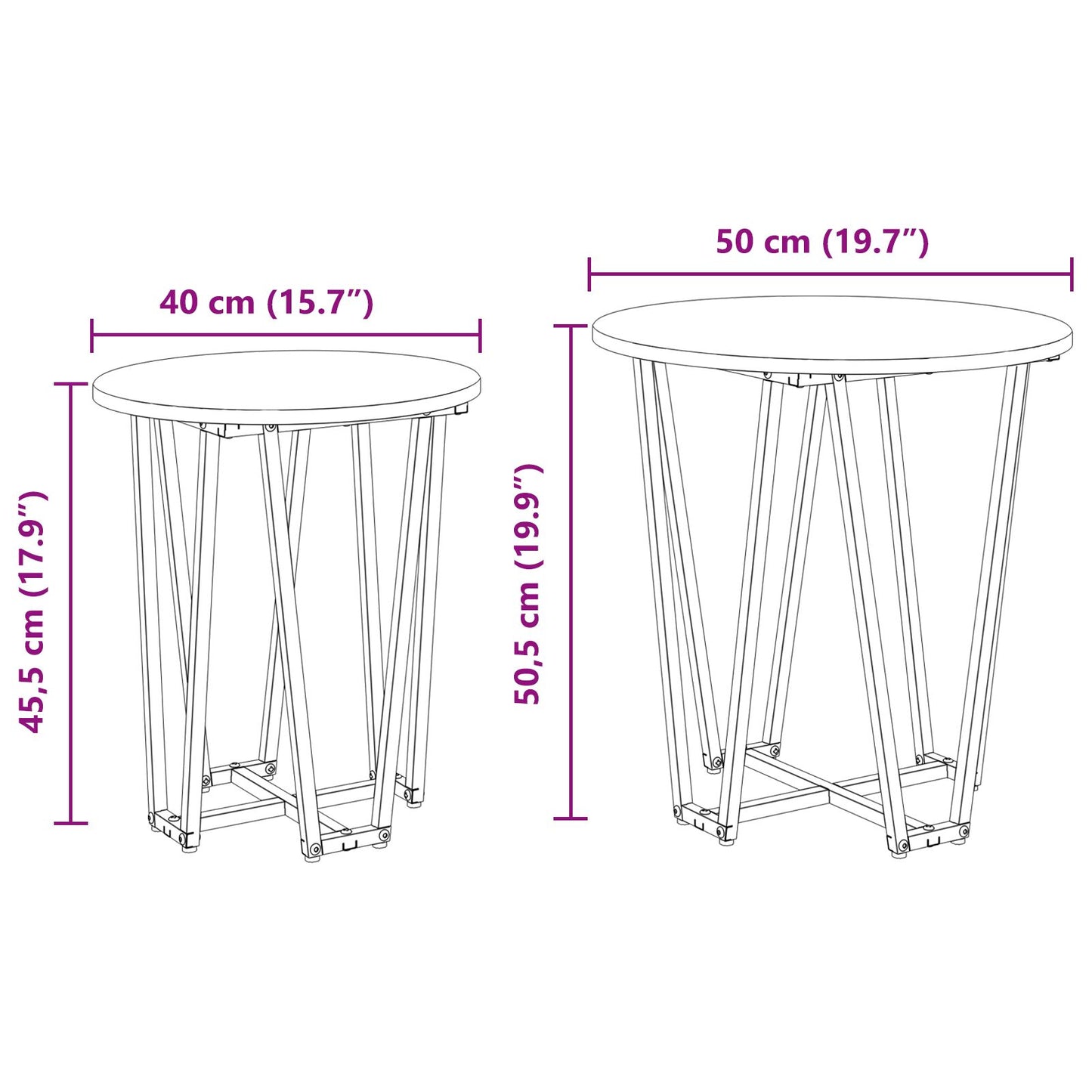 Bijzettafel 2 Stuks Geengineerd Hout En Metaal Oud hout