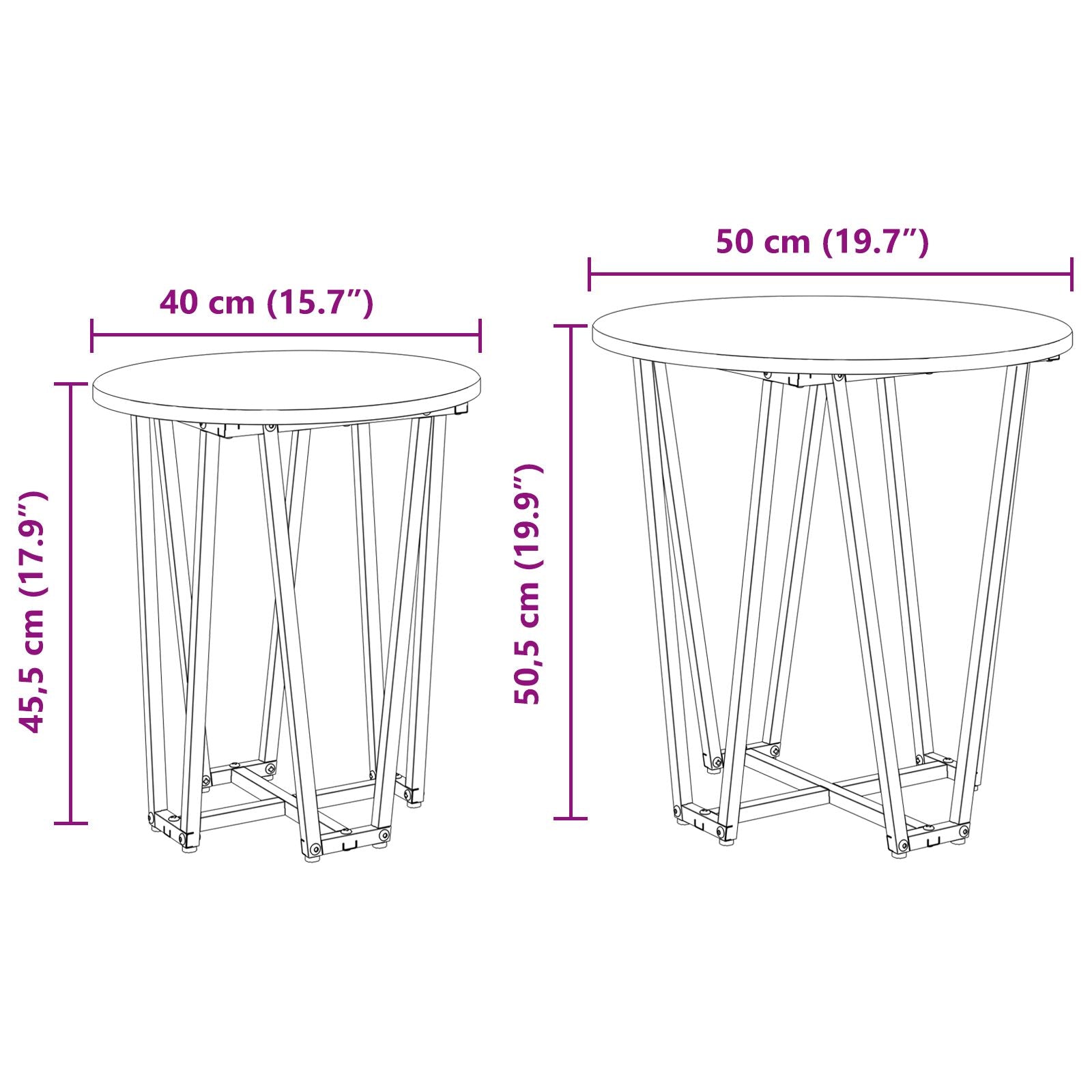 Bijzettafel 2 Stuks Geengineerd Hout En Metaal Oud hout