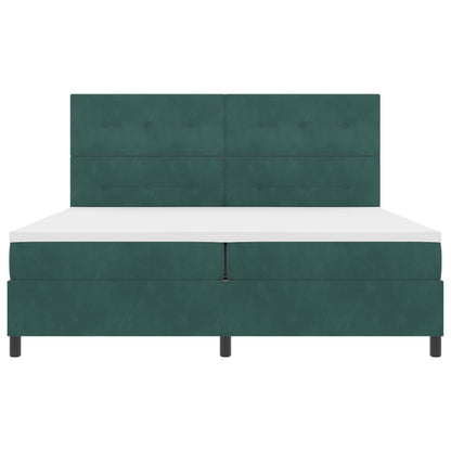 Boxspring Bed Met Matras Donkergroen 200X200 Cm Fluweel Blauw