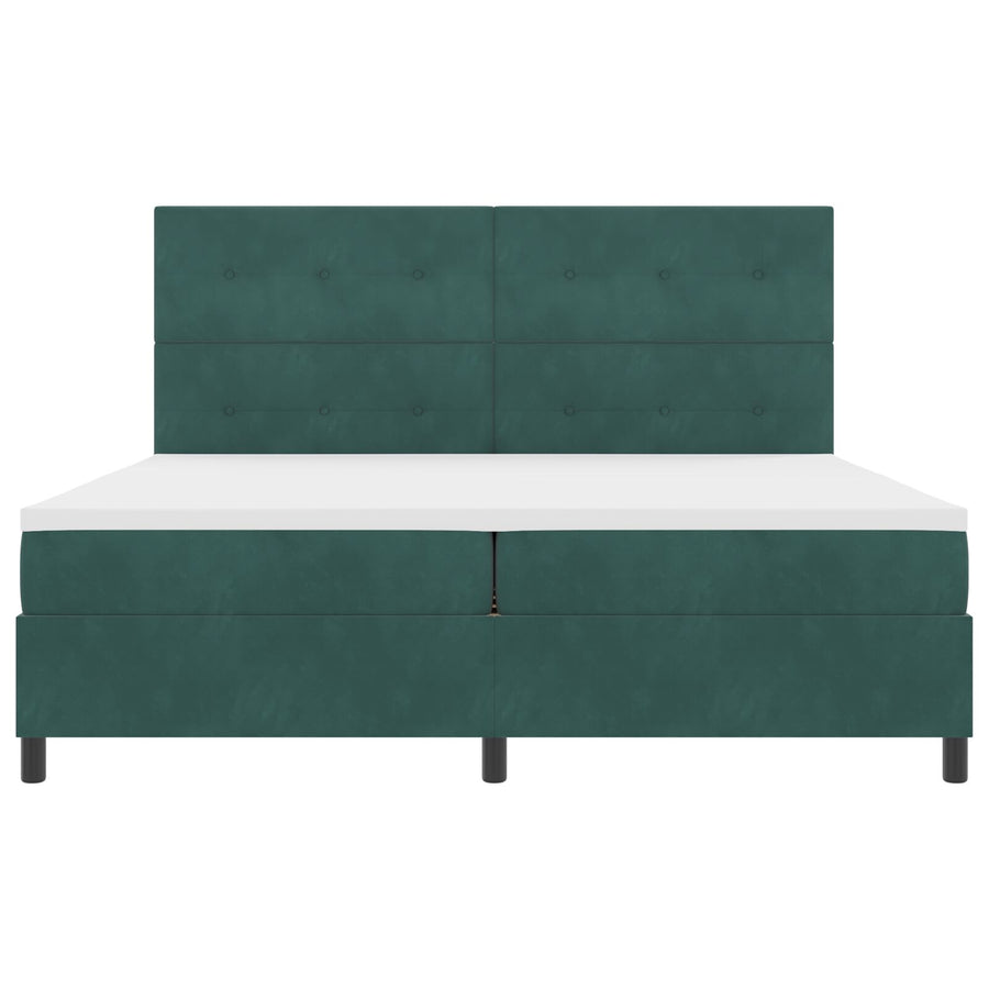 Boxspring Bed Met Matras Donkergroen 200X200 Cm Fluweel Blauw