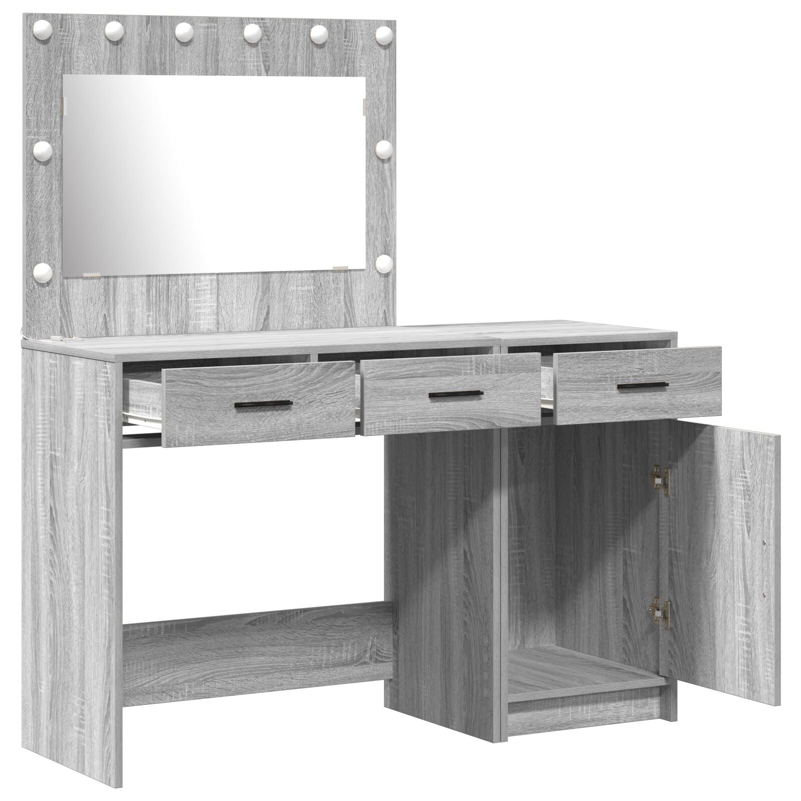 2-Delige Kaptafelset Met Led - Grijs Sonoma Hout