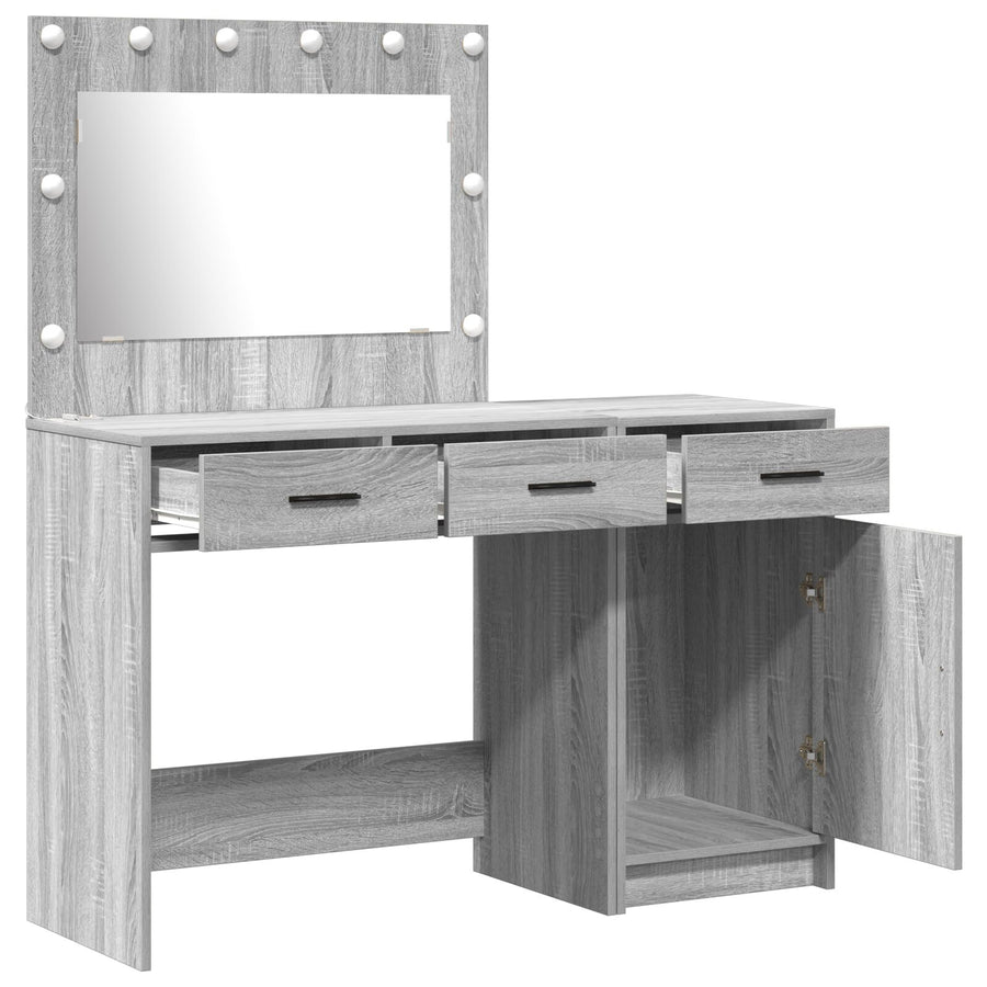 2-Delige Kaptafelset Met Led - Grijs Sonoma Hout