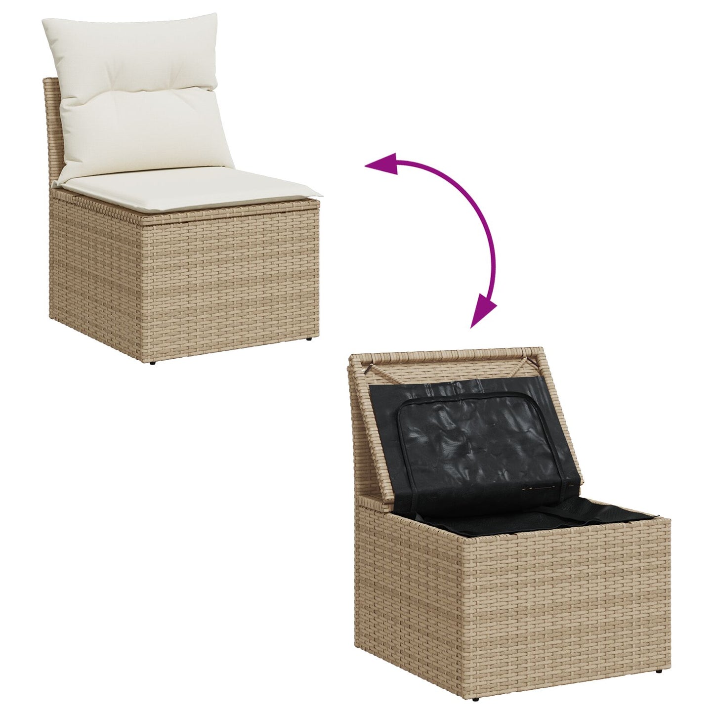 4-Delige Tuinbankset Met Kussens Beige Poly Rattan Wit
