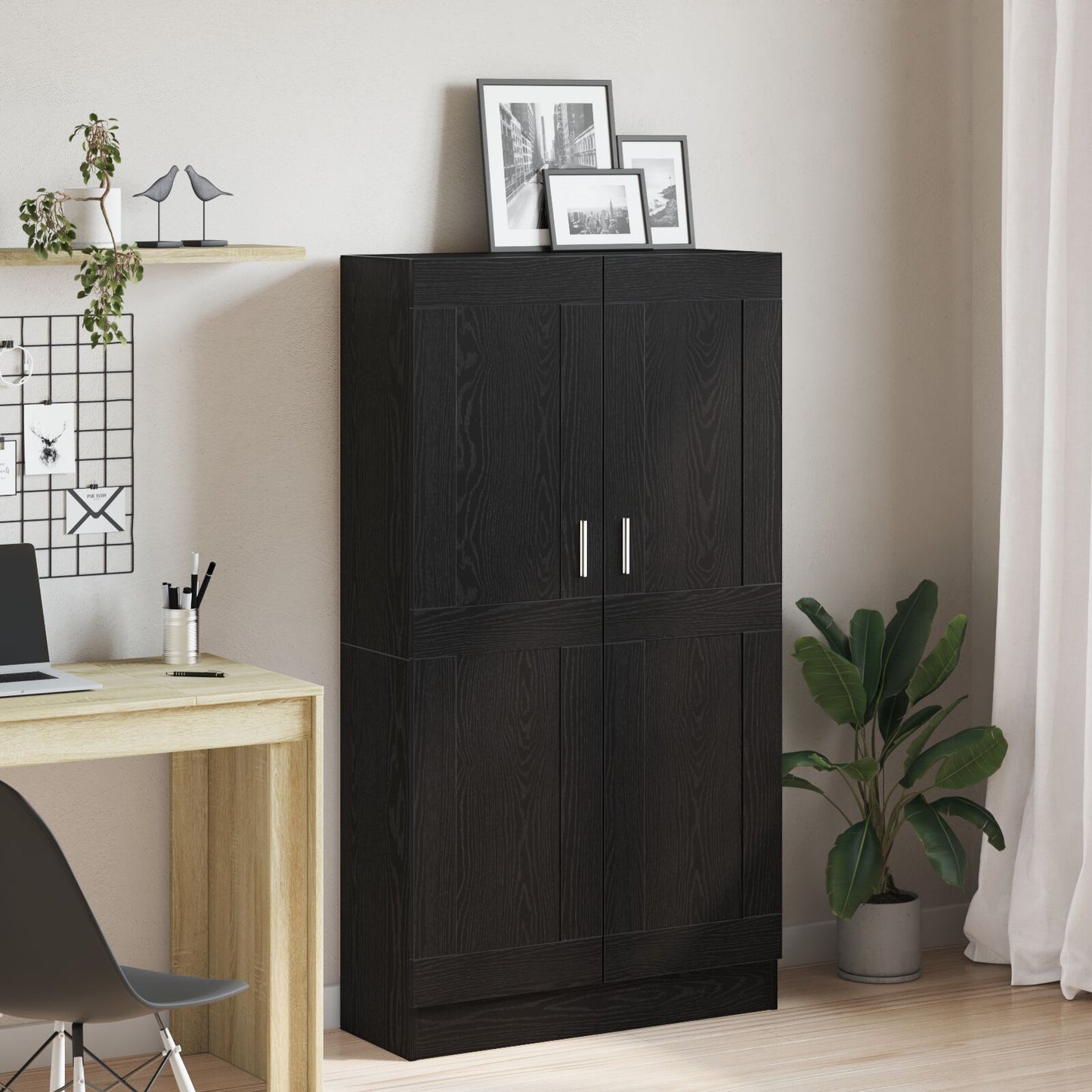 Boekenkasten 2 Stuks Zwart Eiken 165X30,5X150 Cm Geschuurd Hout