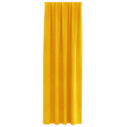 Zwart-Out Gordijnen Met Bovenband 2 Stuks Fluweel Mosterdgeel 140 x 245 cm met ingenaaide tape