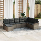 Garden Sofa Set with Cushions 8 pcs Grey Poly Rattan