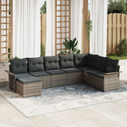 Loungeset poly rattan 8 personen grijs