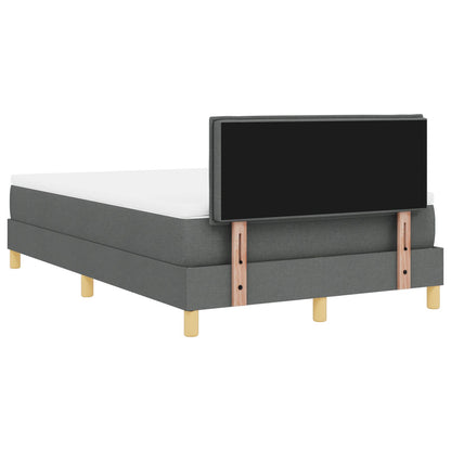 Boxspring Bed Met Matras Stof Donkergrijs 120 x 200 cm Lijnen ontwerp