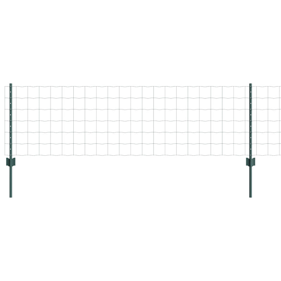 Euro Omheining Met 5 U-Paaltjes Groen 0.6X10 M Staal