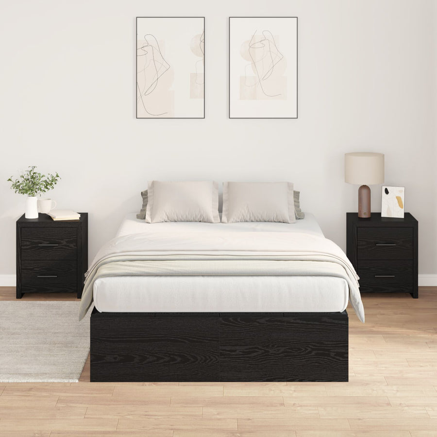 Opbergbedframe Zwart Eiken 120 x 200 cm