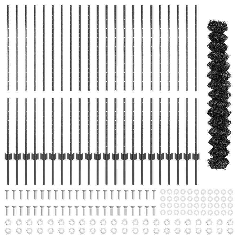 Ketenlinkhek Met 44 U-Palen Grijs 1.4X25 M Staal