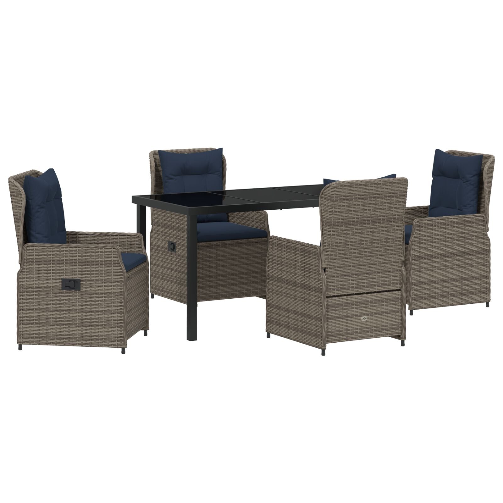 5-Delige Tuin Eetset Grijze Poly Rattan