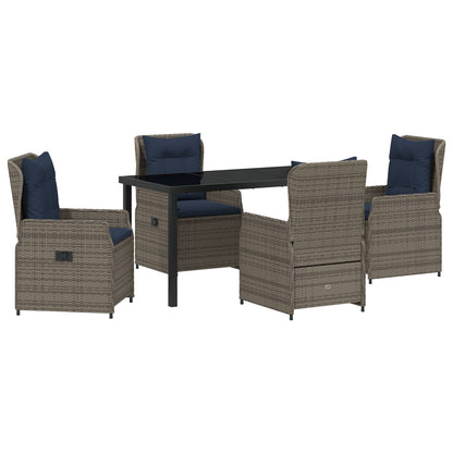 5-Delige Tuin Eetset Grijze Poly Rattan