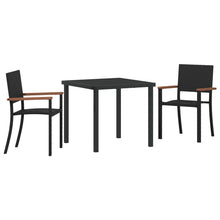 3-Delige Tuin Eetset Zwart Poly Rattan