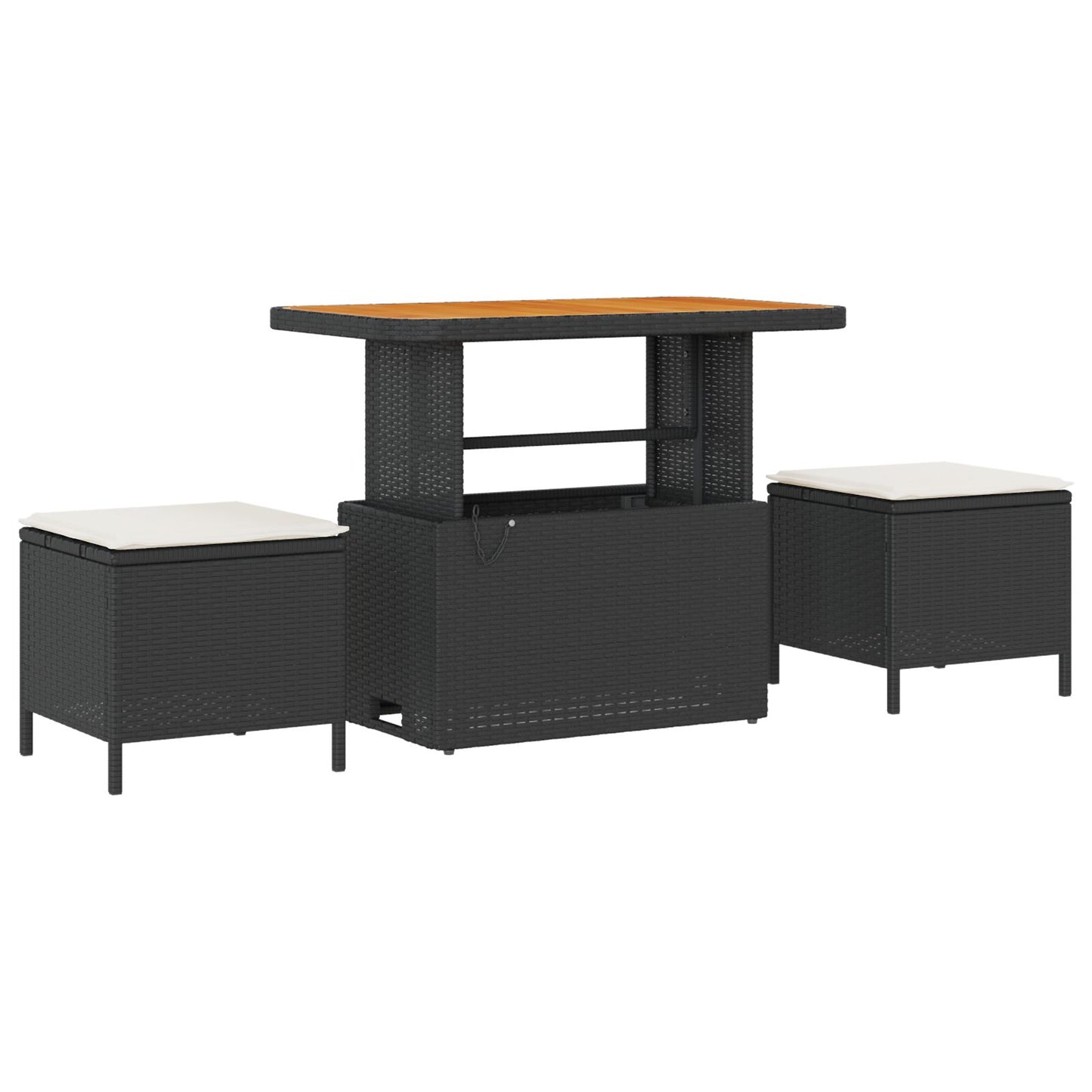 8-Delige Tuin Sofa Set Met Kussens Zwart Poly Rattan Acacia, 3-Delige Tuin Eetset Met Kussens Zwart Poly Rattan Acacia Wit
