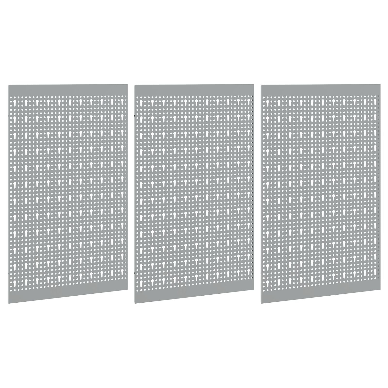 Pegboards 3 Stuks Met 15 Accessoires Grijs 150X Staal 80 cm