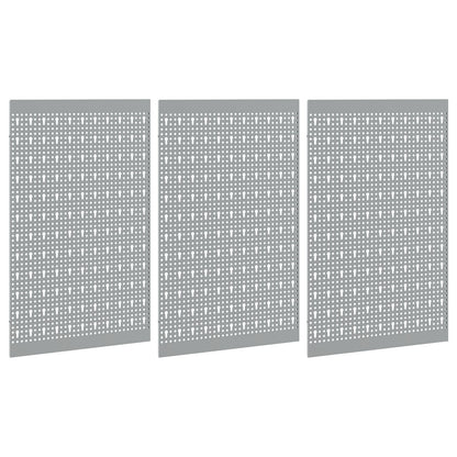 Pegboards 3 Stuks Met 15 Accessoires Grijs 150X Staal 80 cm