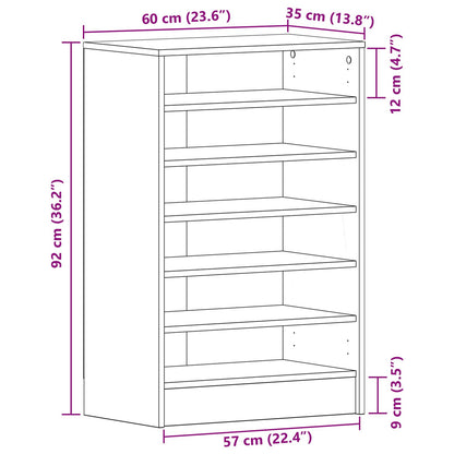 Schoenenkast Zwart Eik Gelaagd Hout Zwart eiken 60 x 35 x 92 cm