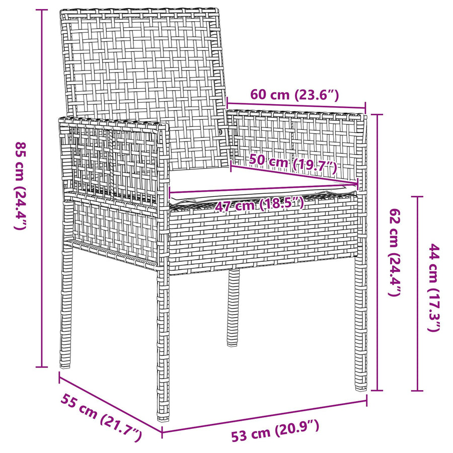 5-Delige Tuin Eetset Met Kussens Bruin Poly Rattan