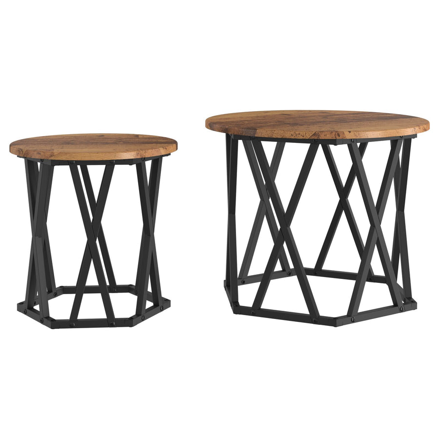 Nesting Bijzettafels 2 Stuks Oud Hout Gegoten Hout Gerecycled hout