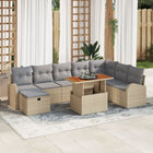 Garden lounge set with cushion with storage 9 pcs Beige poly rattan
