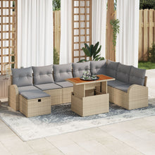 9-Delige Tuinbank Set Met Kussens Beige Poly Riet