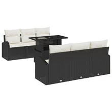 7 Delige Tuin Sofa Set Met Kussens Zwart Poly Rattan
