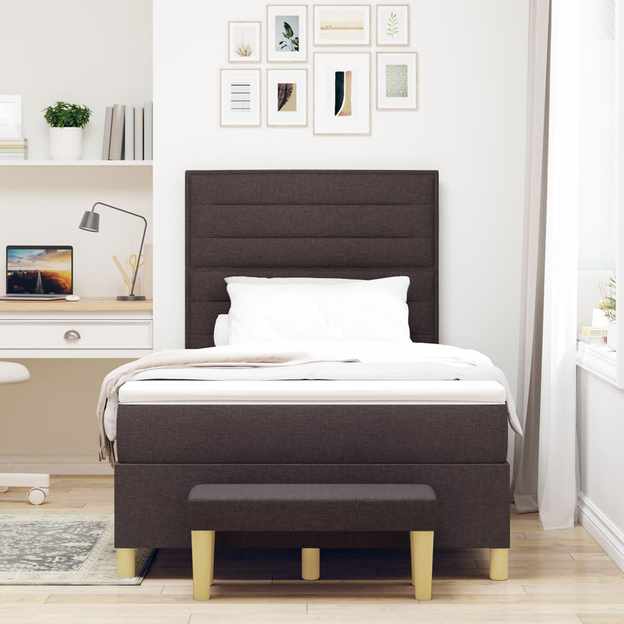 Boxspringbed Met Matras & Bank Donkerbruin 120X190 Cm Stof Blauw