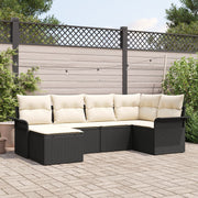 Garden Sofa Set with cushions 6 pcs Black poly rattan