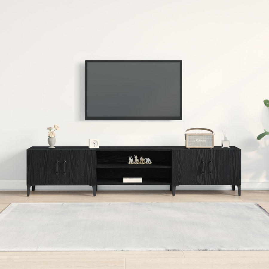 Tv Meubel Zwart Eiken 180X31,5X40 Cm Geengineerd Hout