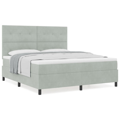 Boxspring Bed Met Matras Lichtgrijs Super King Velvet Blauw