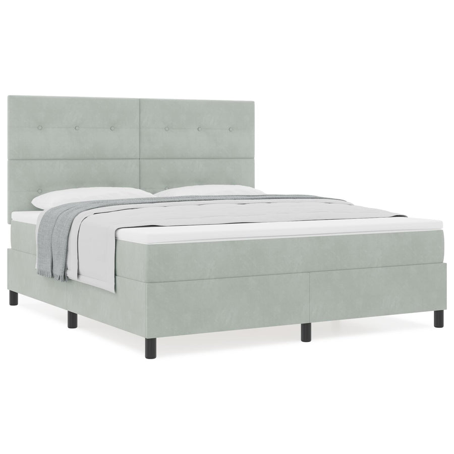 Boxspring Bed Met Matras Lichtgrijs Super King Velvet Blauw