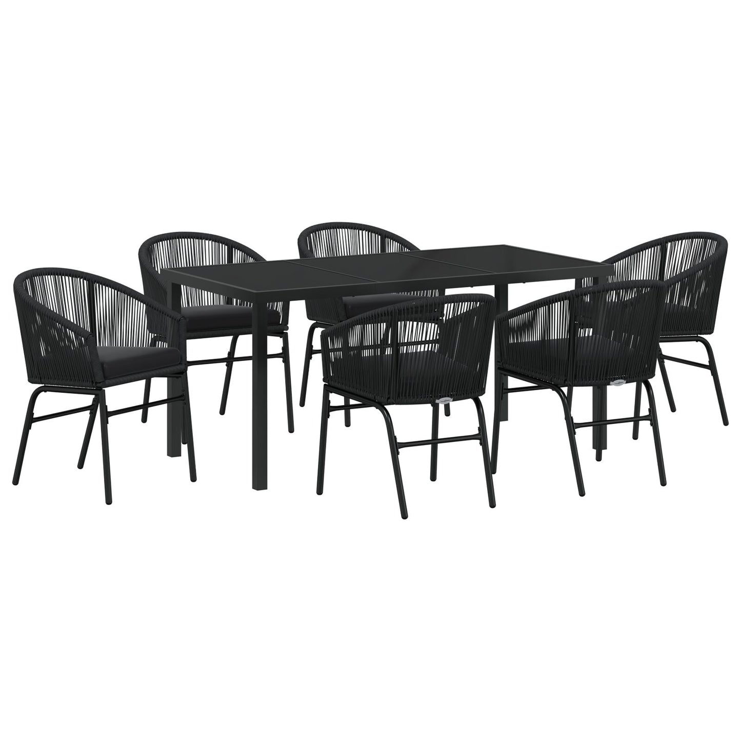 7-Delige Tuindining Set Zwart Poly Rattan