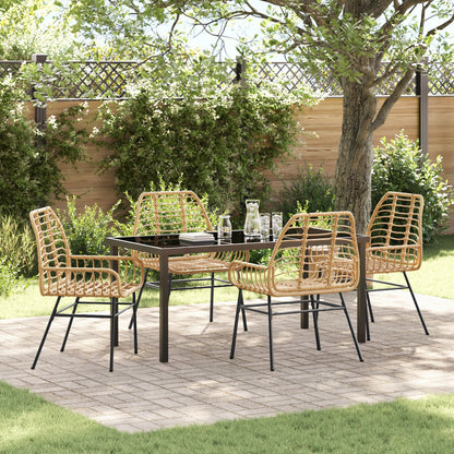 5-Delige Tuin Eet Set Bruin Poly Rattan
