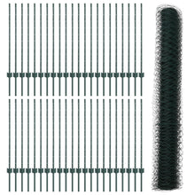 Hekpalen 11 Stuks U-Profiel Groen 100 Cm Staal,  Hexagonaal Hek Groen 1X100 M Staal