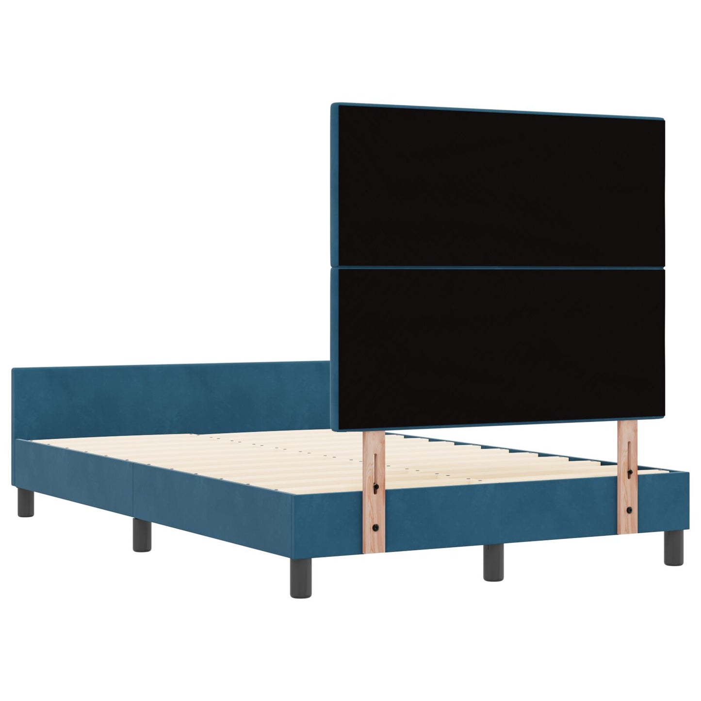 Bedframe Donkerblauw 120X200 Cm Fluweel Crème