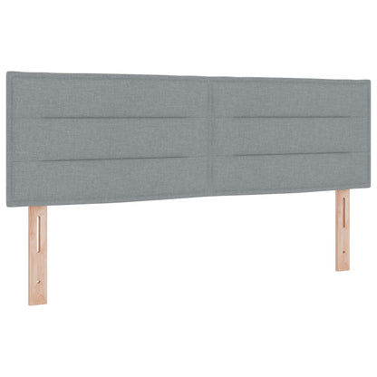 Boxspring Bed Met Matras Stof Lichtgrijs 140 x 190 cm Lijnen ontwerp